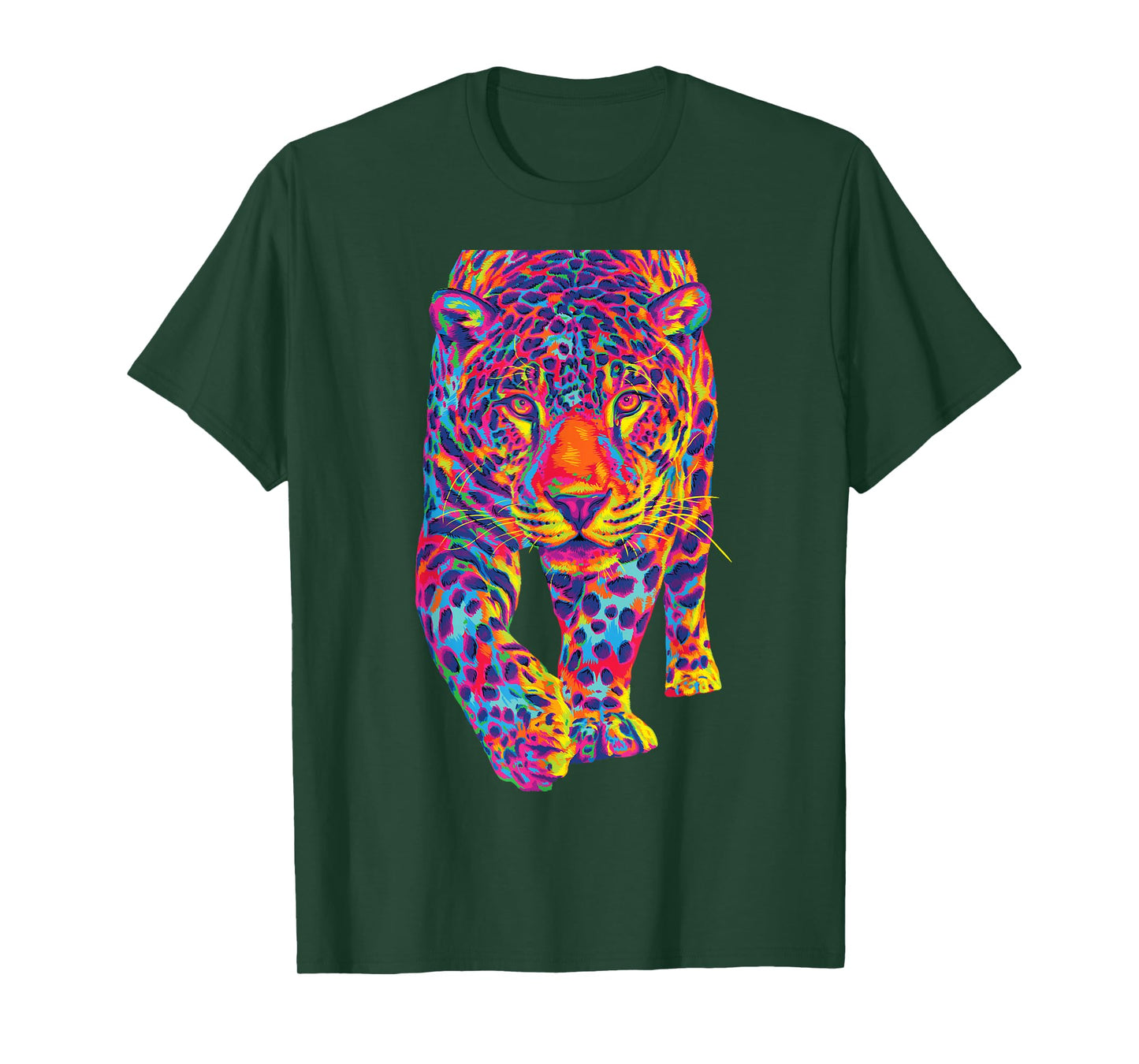 Rainbow Jaguar Abstract Colorful Cat Lover T-Shirt Small