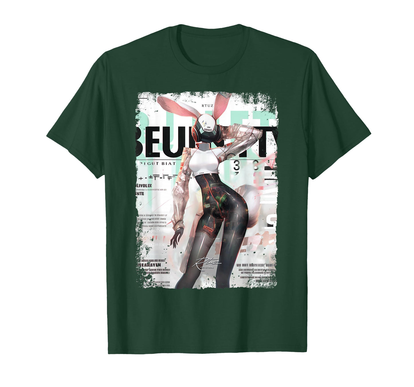 Magazine Cover Vintage Girl Bunny Collage Sexy Model Pin-Up T-Shirt