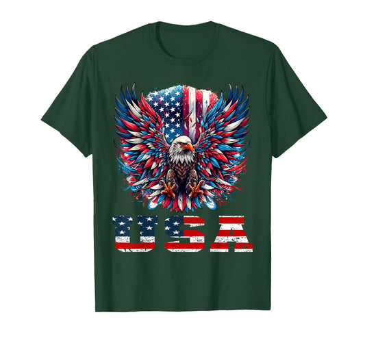 Patriotic Eagle USA Flag Design Graphic T-Shirt