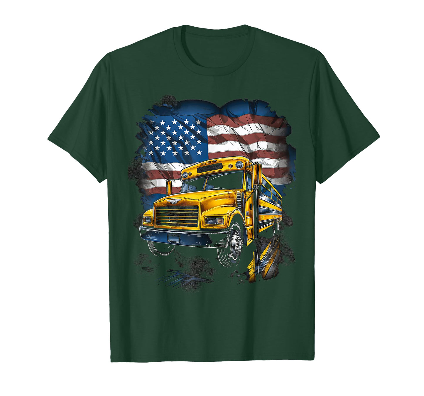 School Bus Driver Usa American Flag Funny Bus Driver T-Shirt