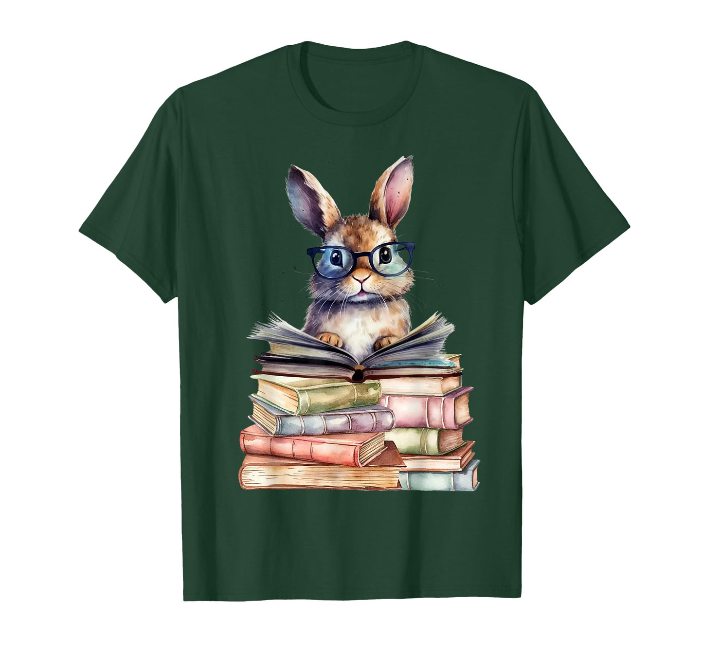 Cute Reading Bunny with Glasses Books Bookworm Reader Book T-Shirt