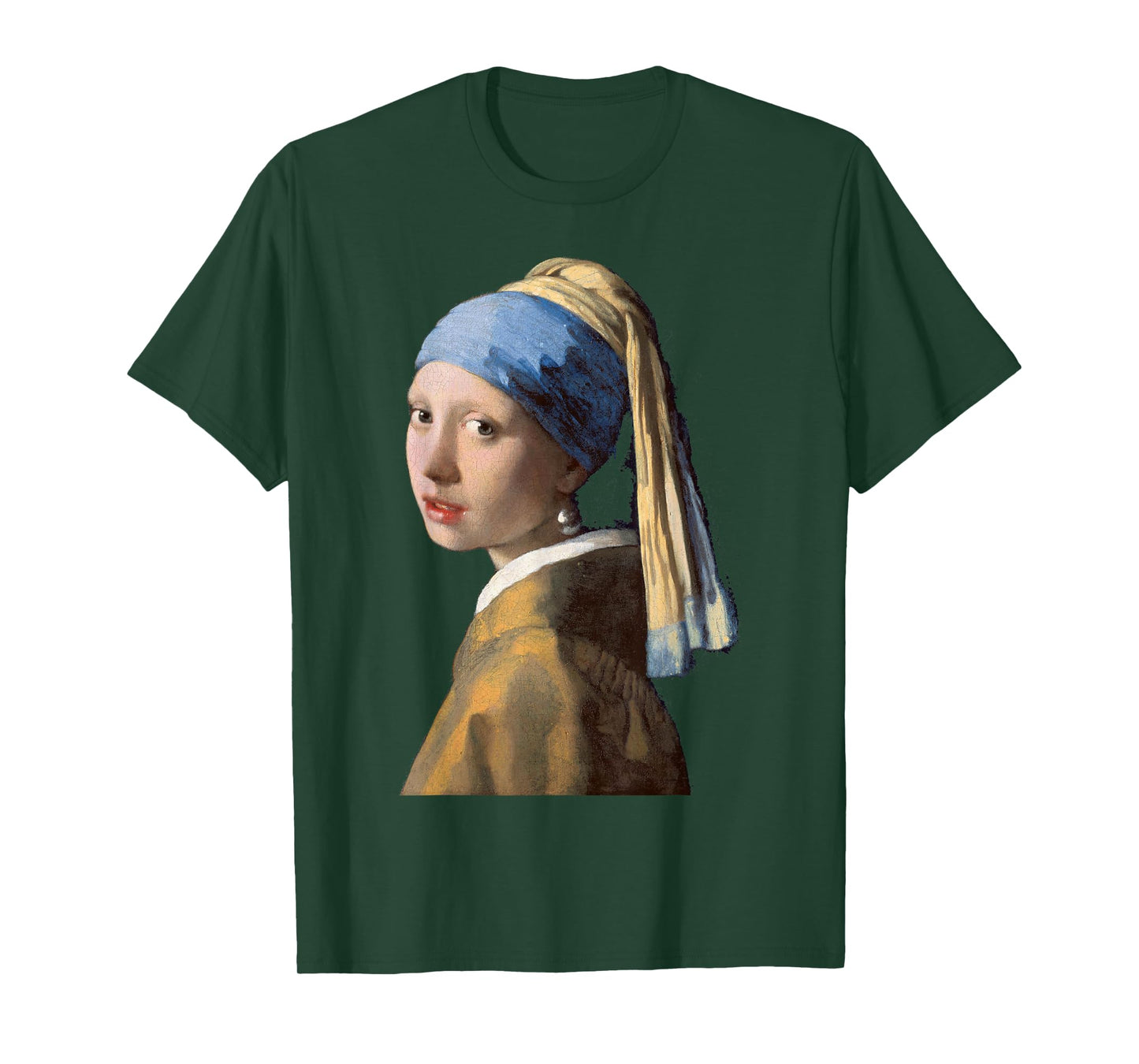 Masterpieces Of Art Girl with a Pearl Earring Art Print T-Shirt, Girls' Big Kid, Unisex, Black, Small, Short Sleeve, Classic Fit