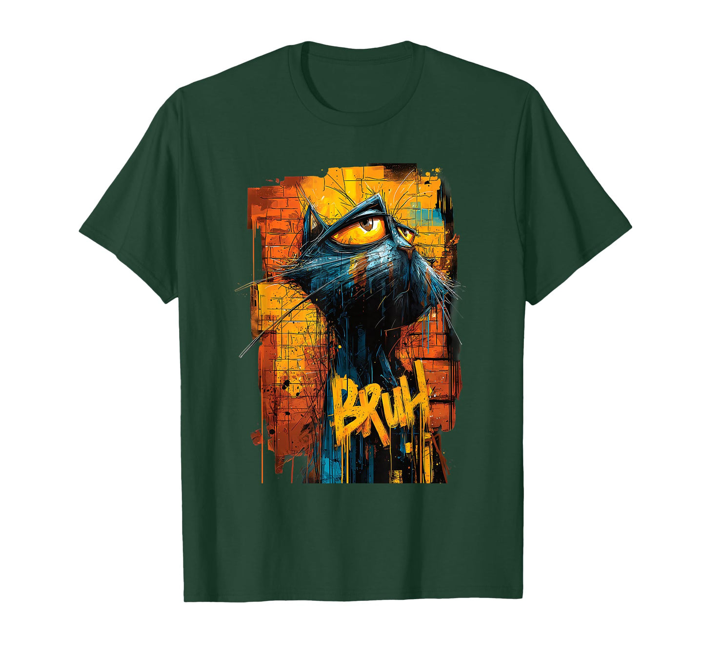 Weary Cat Bruh Graffiti Funny Boys Women Teens Kids Graphic T-Shirt