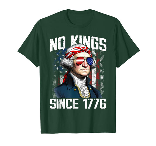 No Kings in America Since 1776 Distressed USA Flag Vintage T-Shirt