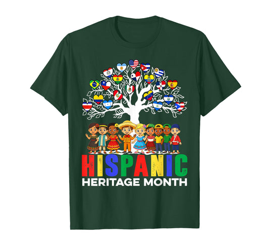 Hispanic Heritage Month Latin Countries Hands Heart Flags T-Shirt