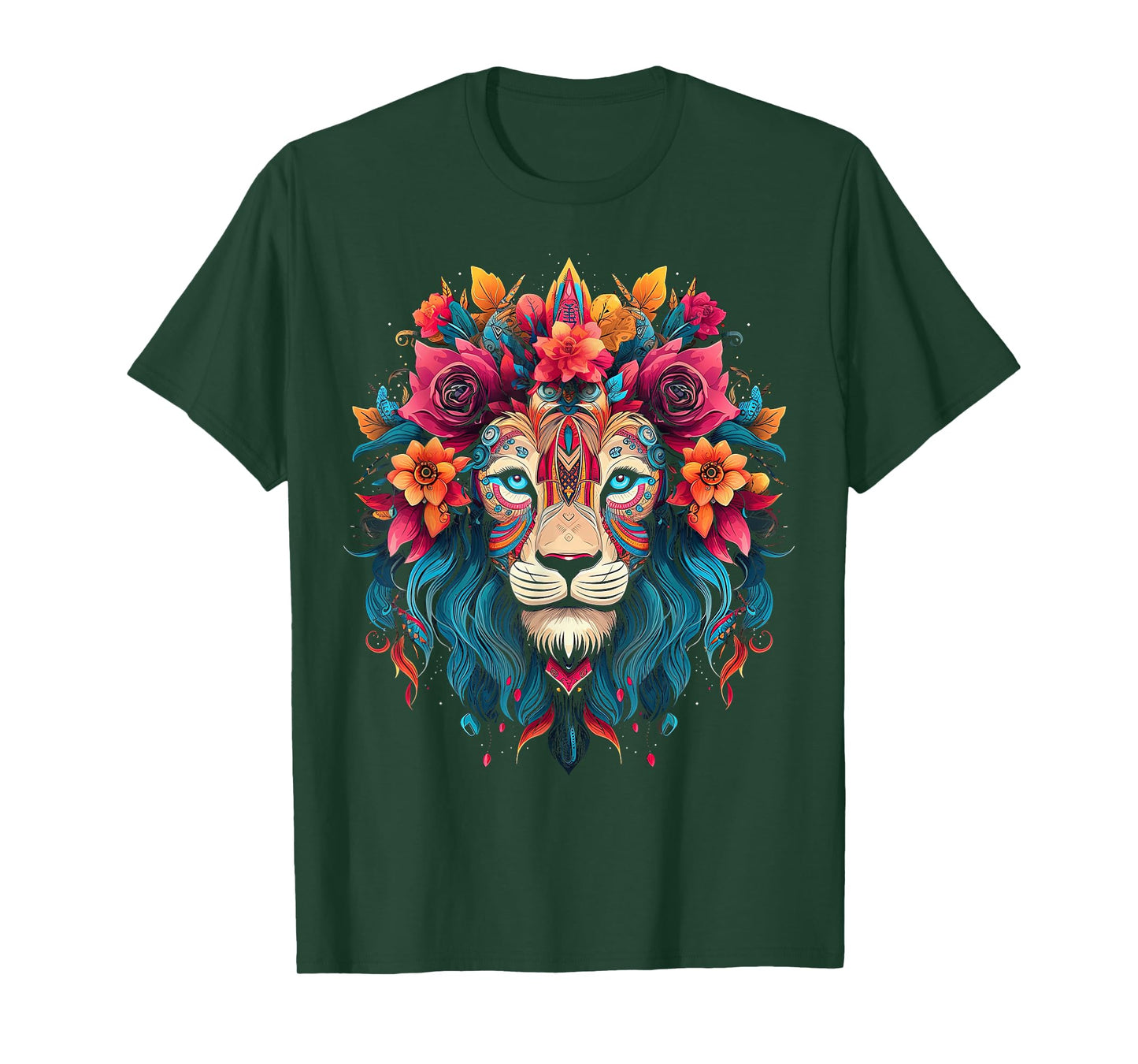 Lion Colourful Lions from Africa Day of the Dead T-Shirt