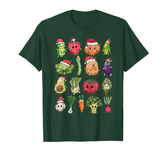 Christmas Lunch Lady Vegetable Food Christmas Tree Funny Xmas Vegan T-Shirt - Women's Black Small Fitted Short Sleeve T-Shirt