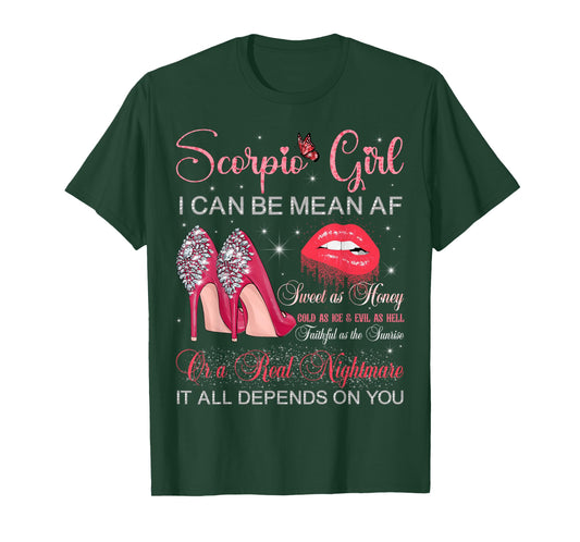Scorpio Girl Birthday High Heels Dripping Lips Butterfly T-Shirt
