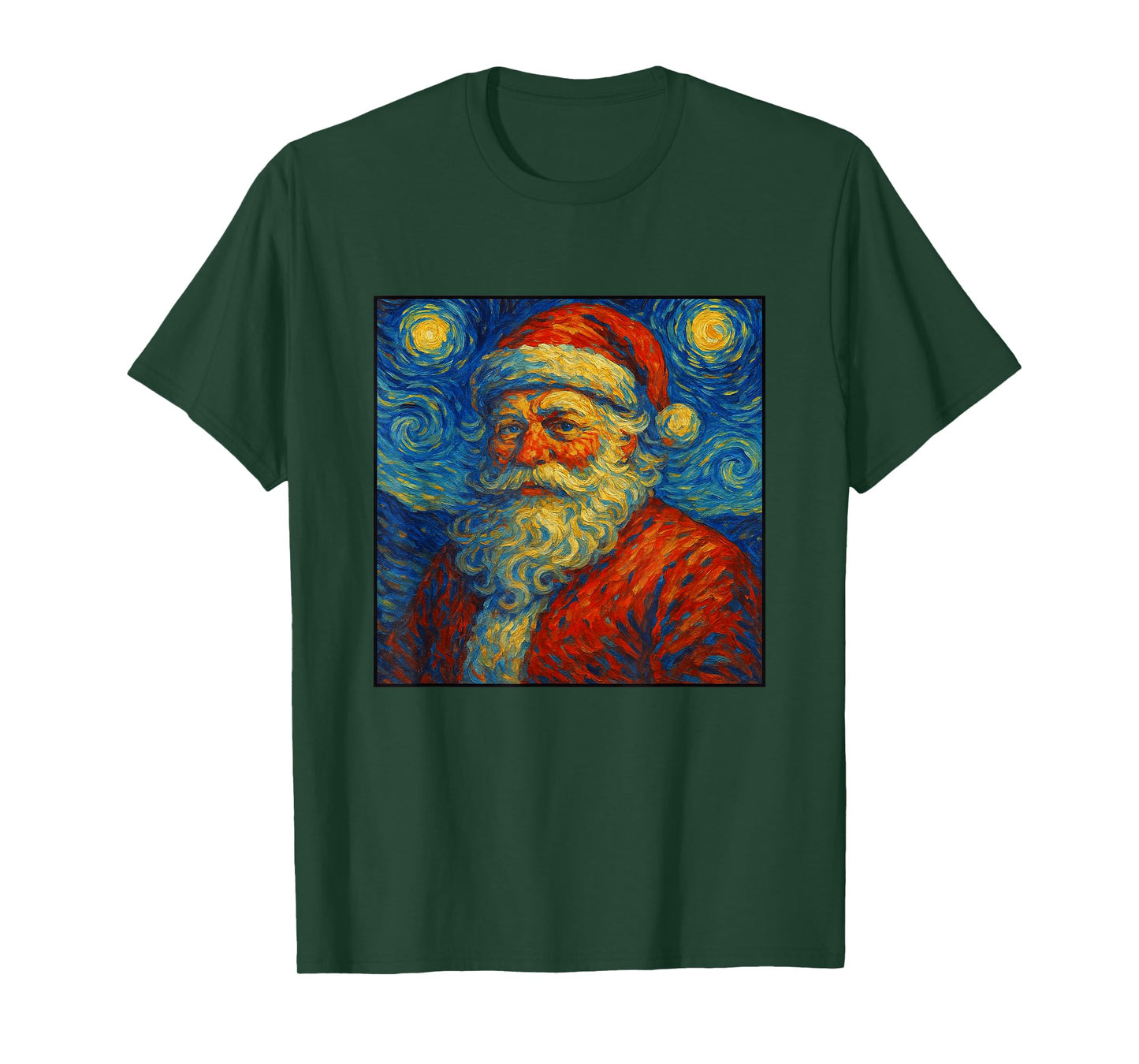 Santa Claus Starry Night Van Gogh Christmas Art Xmas Parody T-Shirt