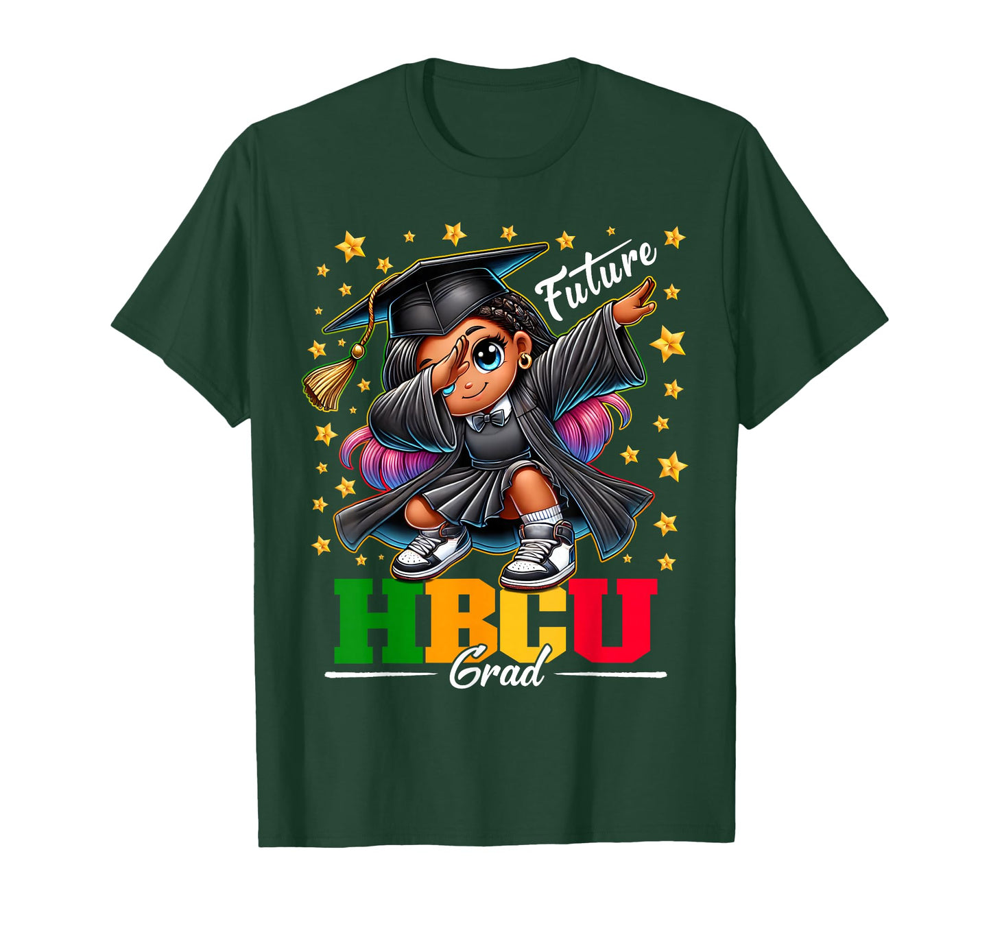 Proud Historical Black Colleges and Universities Future HBCU Grad Dabbing Girl Graduation T-Shirt for Girls Kids - Black - Small