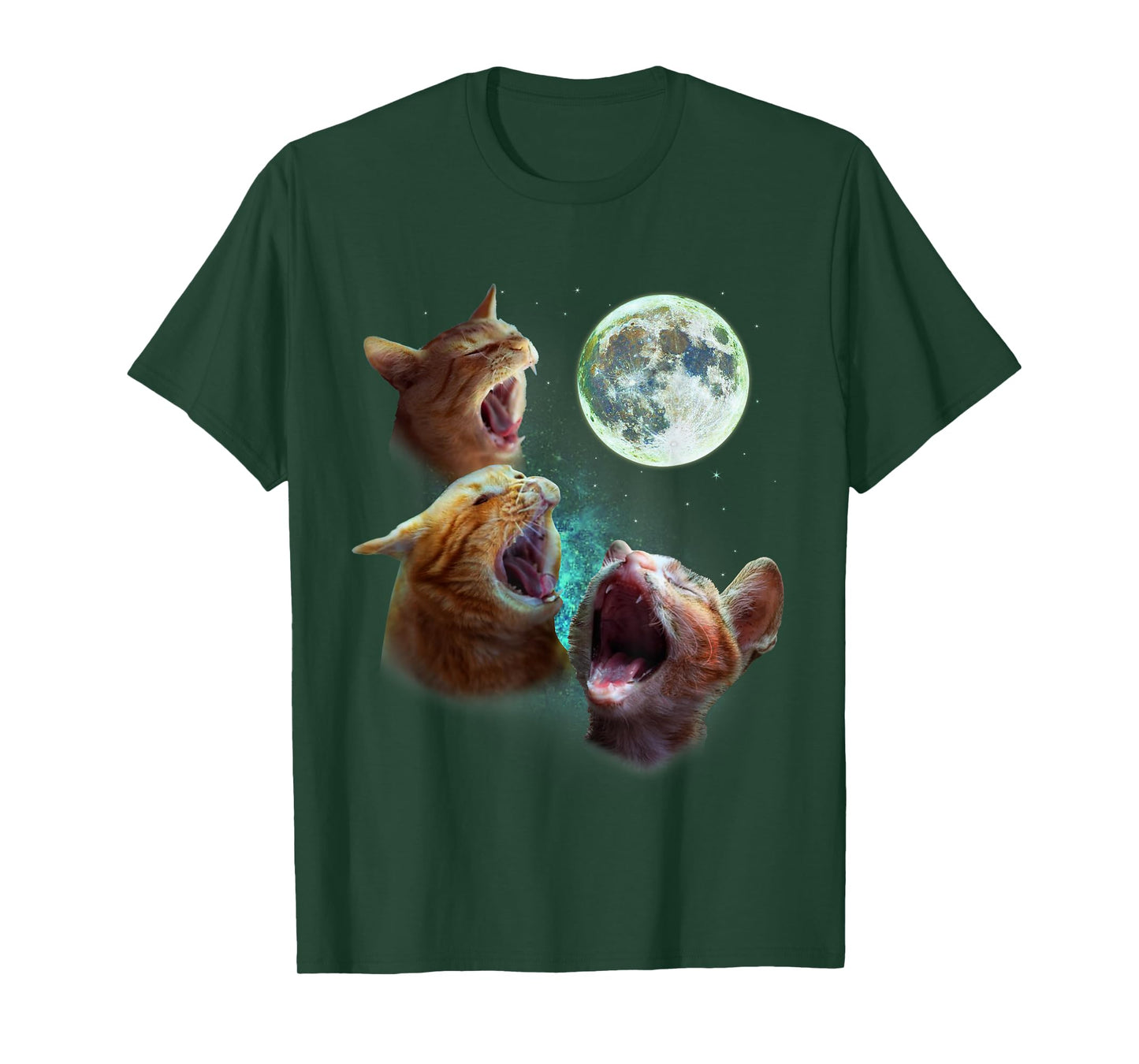Three Orange Tabby Cats Howl at Moon 3 Wolfs - Funny Parody T-Shirt