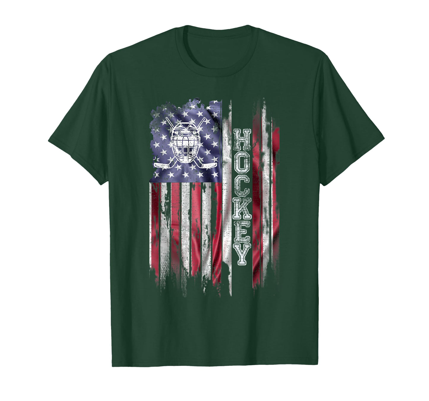 Vintage USA American Flag Hockey Player Silhouette Funny T-Shirt