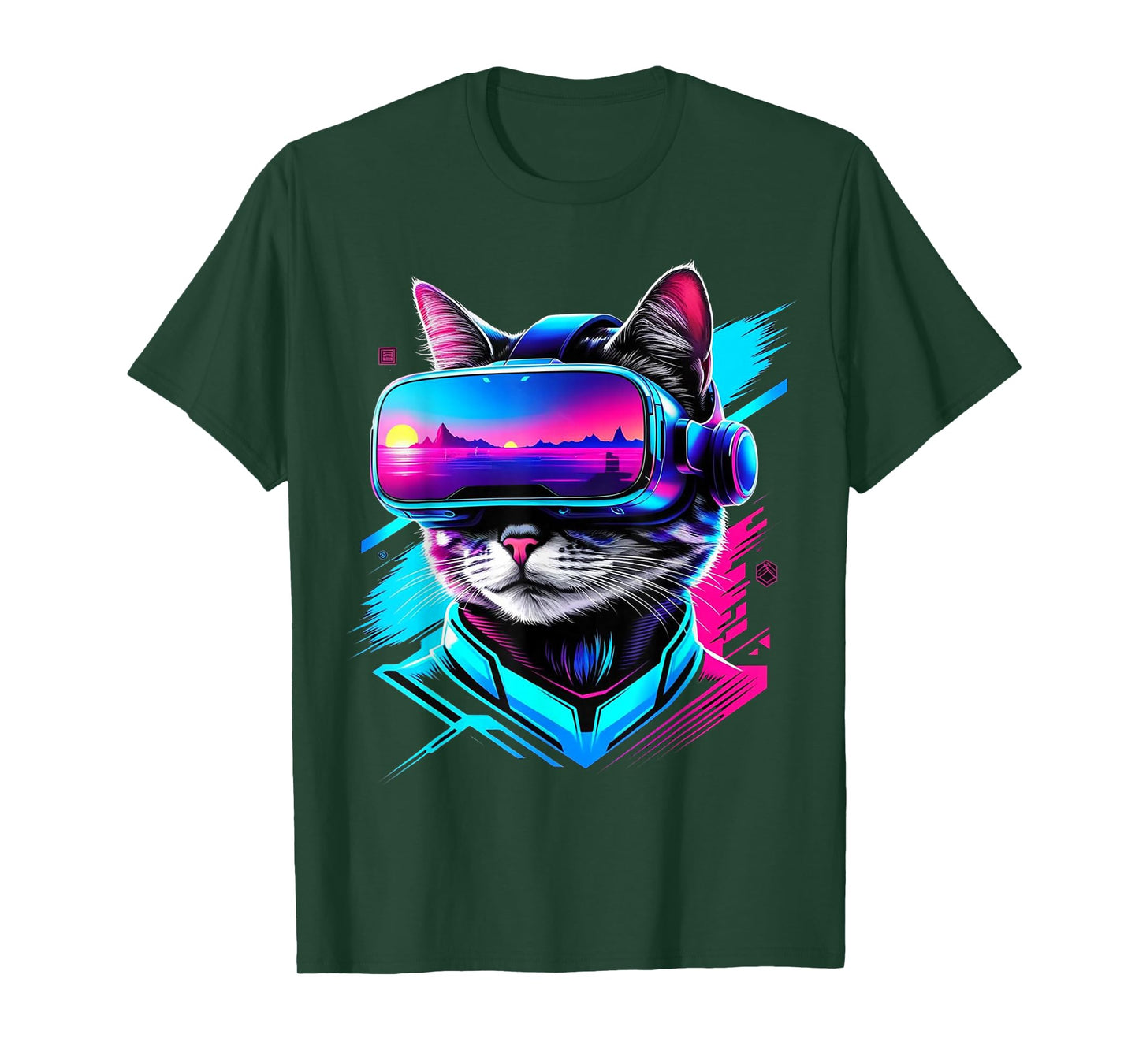 Funny VR Gamer Cat In VR Headset Virtual Reality Gaming T-Shirt