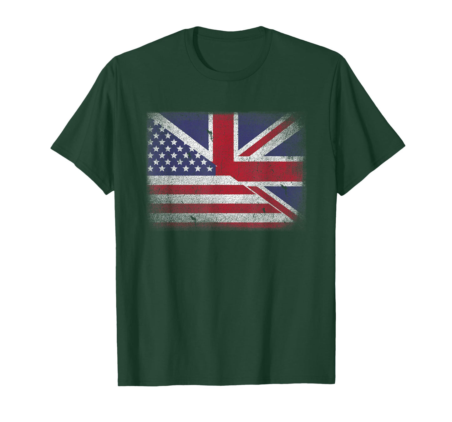Vintage Half American Half British Flag Great Britain USA T-Shirt