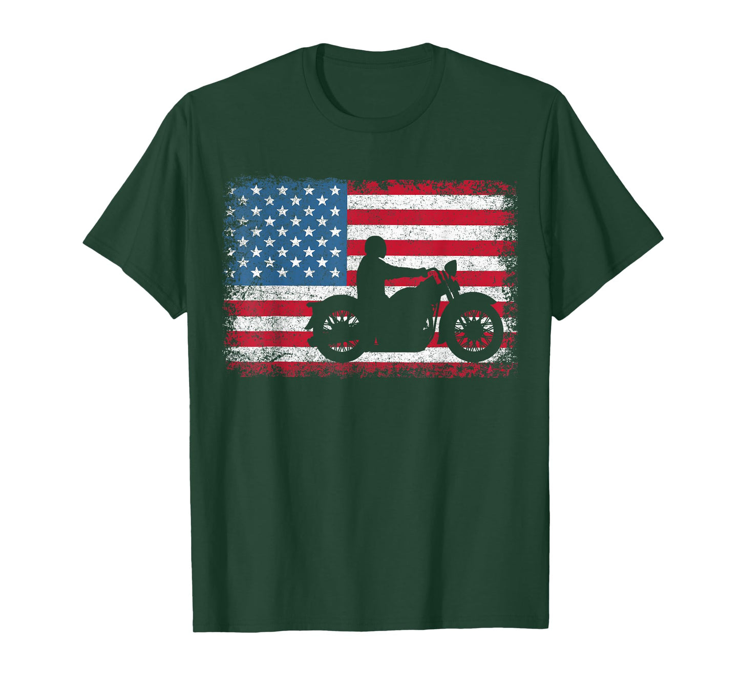 American Flag Biker Motorcycle USA Flag 4th of July Boys Men T-Shirt