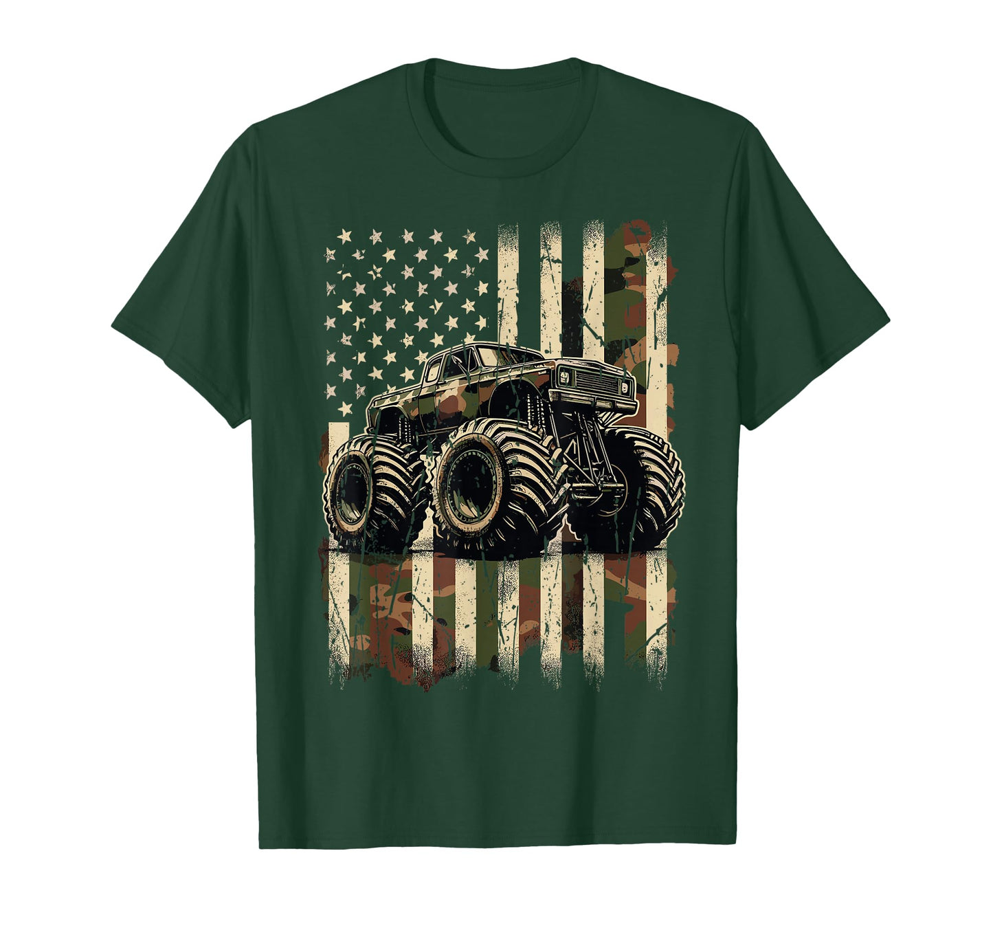 Monster Truck USA Flag 4th July T-Shirt