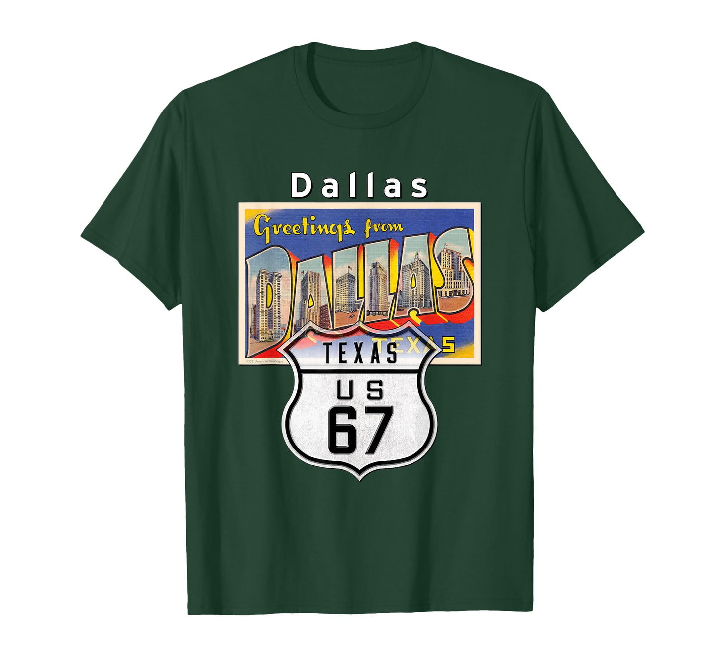 Dallas Texas TX Highway US 67 Large Letter Travel Postcard T-Shirt