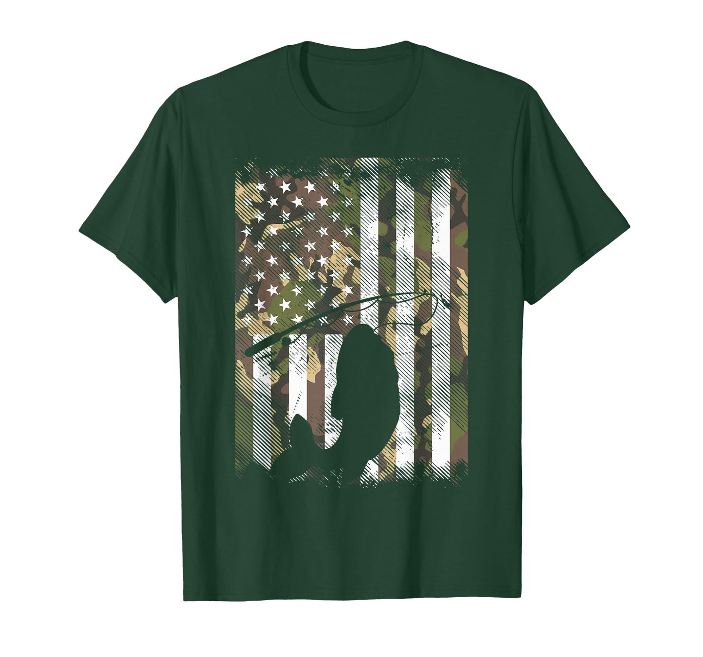 Camo American Flag Fish Fishing Patriotic Fisherman Gift T-Shirt