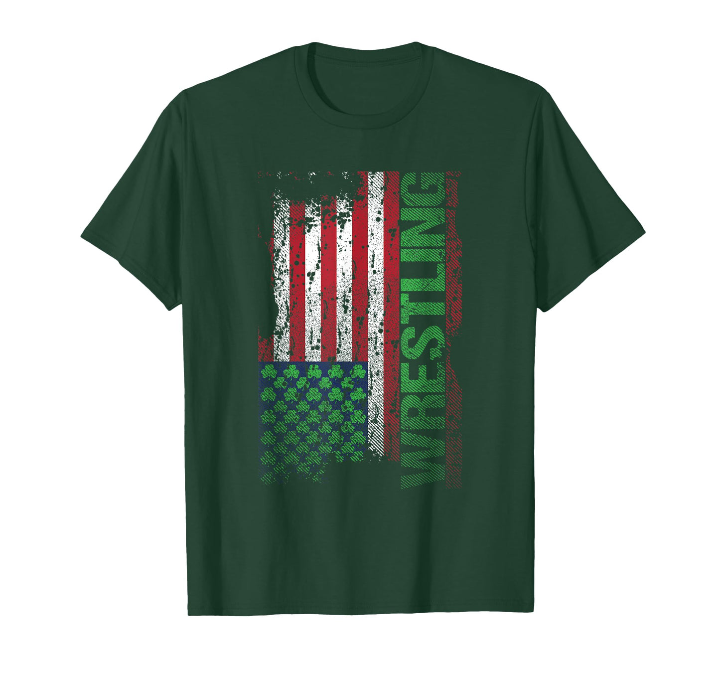 Irish American Flag St Patrick's Day Wrestling T-Shirt for Women Kids Men