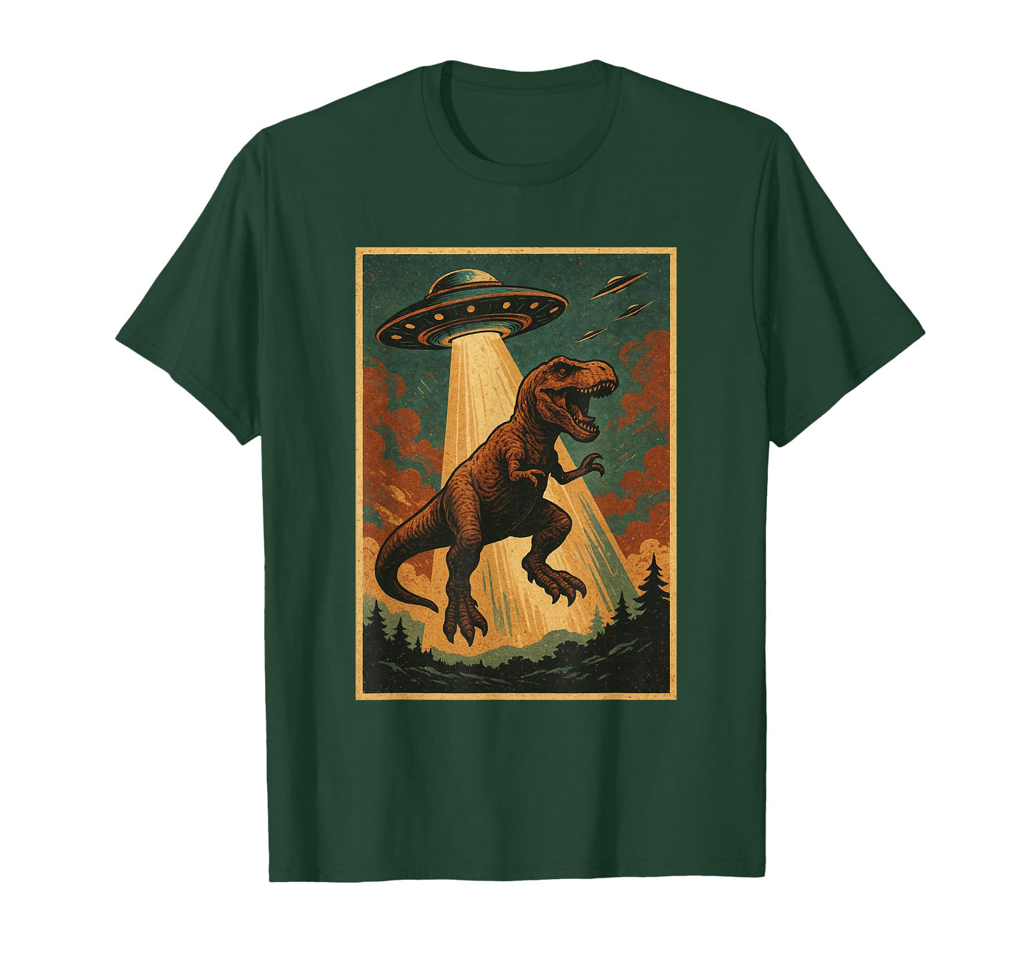 Alien UFO Abduction Shirt Dinosaur Shirt Men Boy Women T-Rex T-Shirt