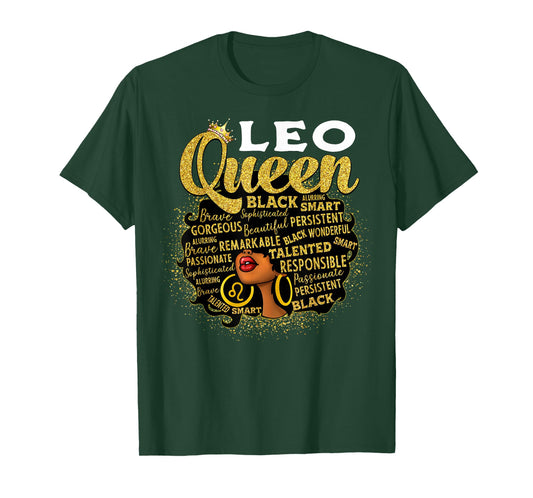 African American Women Zodiac Birthday Leo Queen T-Shirt