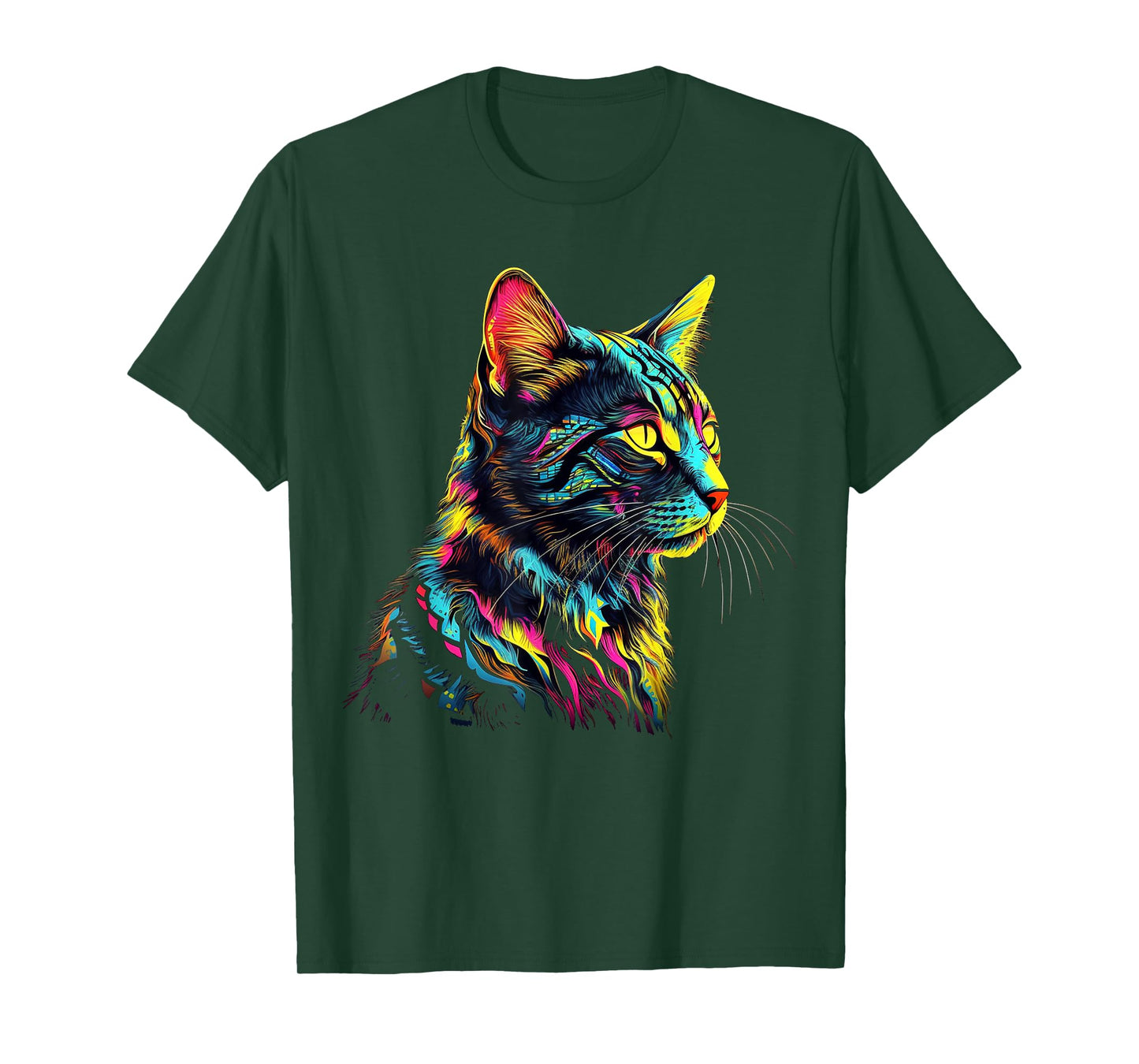 Colourful Art Cat Motif Animal Cat Men Women Kids T-Shirt