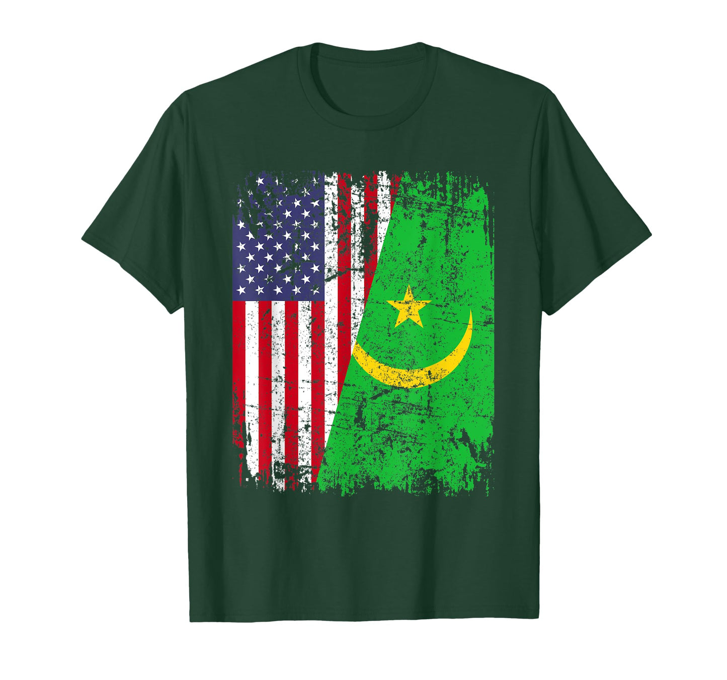 MAURITANIAN ROOTS | Half American Flag | MAURITANIA FLAG T-Shirt for Women Kids Men
