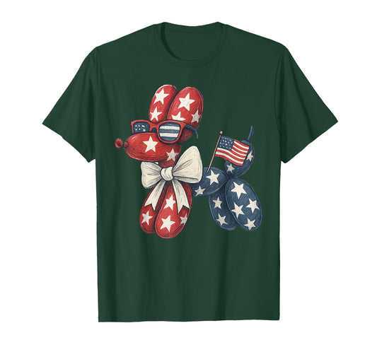 Patriotic Balloon Dog Fourth of July Dog Lover T-Shirt