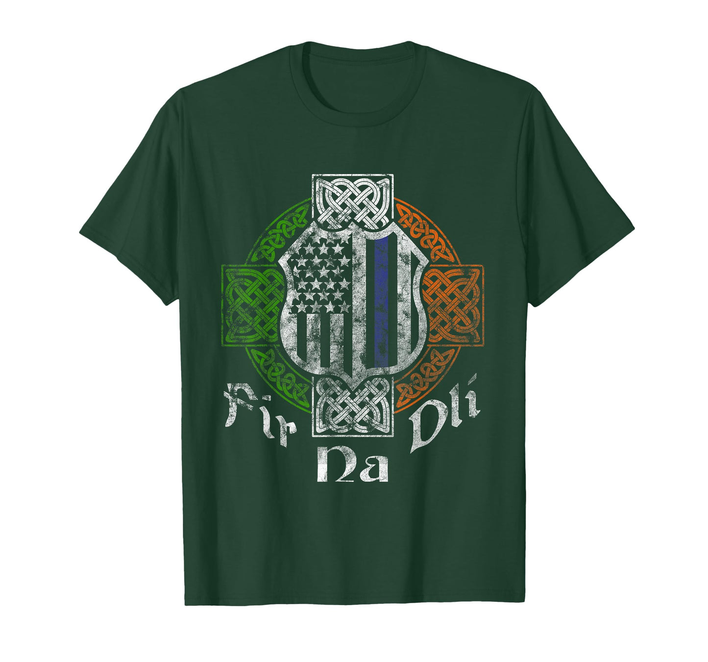 Thin Blue Line Shirt Fir Na Dli Celtic Cross Irish Police T-Shirt