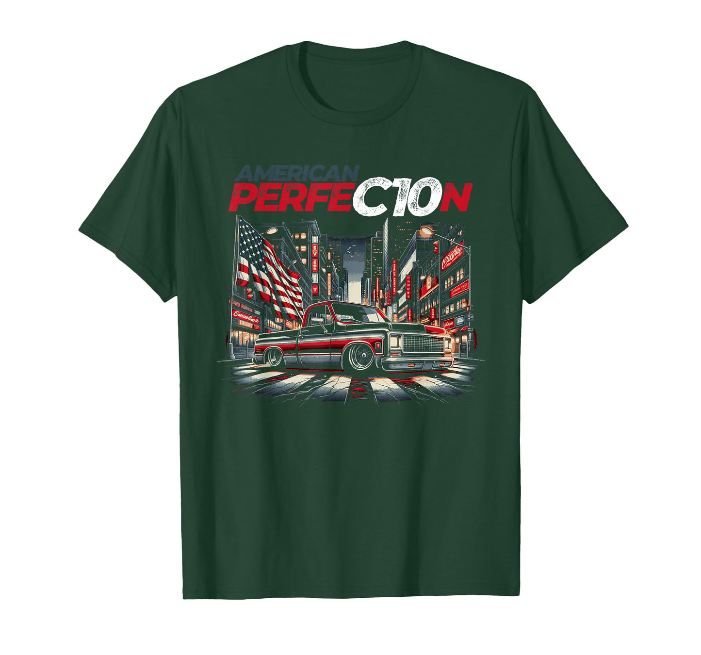 C10 Truck City Scene American Perfection C10 Truck Fleetside T-Shirt