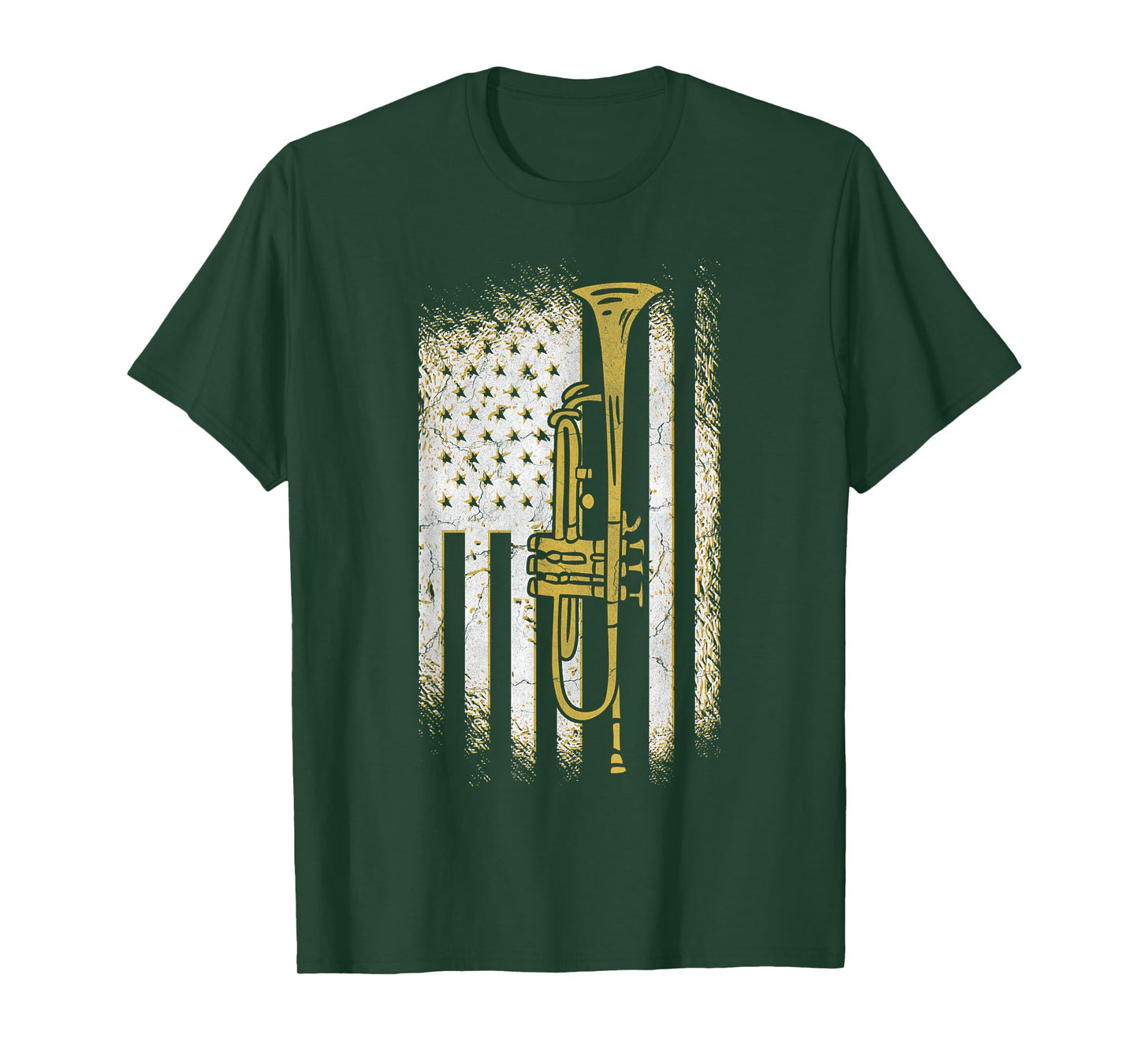 Trumpet American Flag USA Trumpet Player Marching Band Gift T-Shirt for Women Kids Men