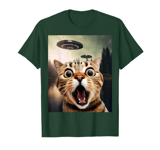 Alien UFO Funny Cat Shirt - Funny Cat Shirts for Cat Dad/Mom T-Shirt