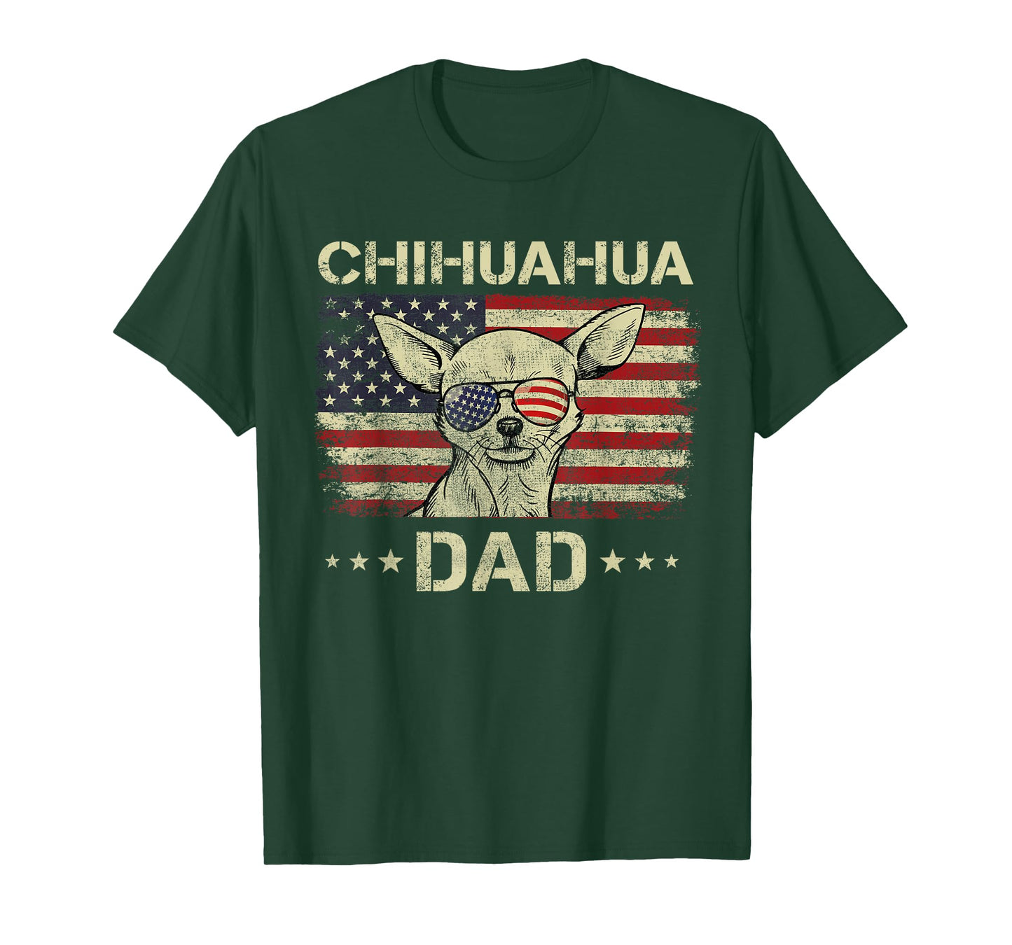 Chihuahua Dad Dog Lovers American Flag 4th Of July T-Shirt for Women Men