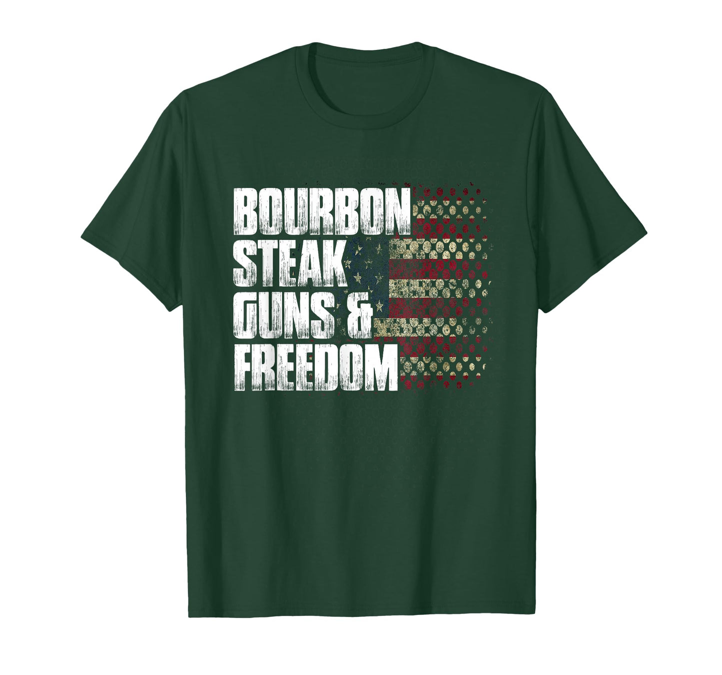 Bourbon Steak Guns & Freedom USA Flag Whiskey Gift T-Shirt
