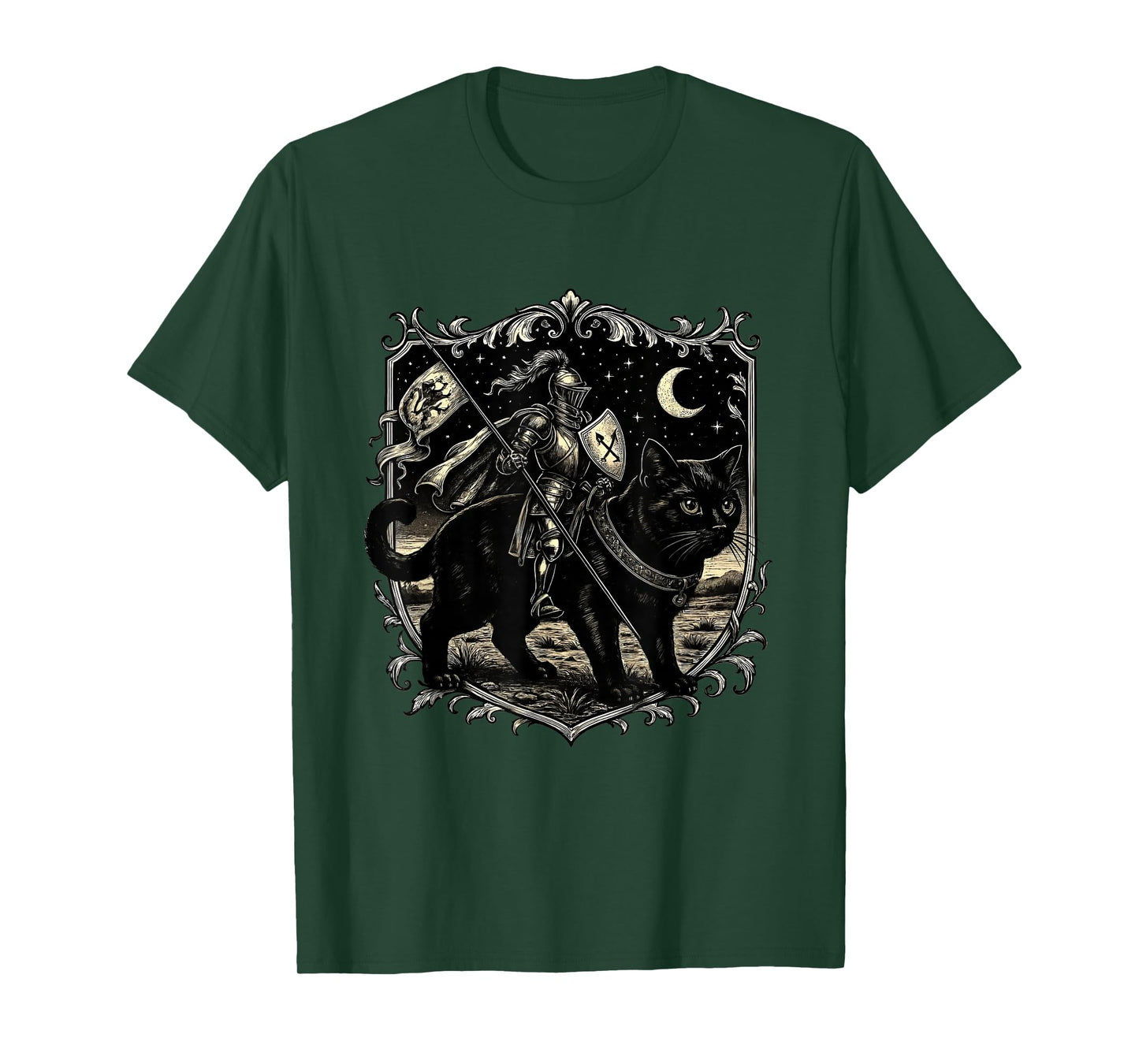 Knight Cat Rider Retro 90s Medieval Cat Fairycore Dark Art T-Shirt