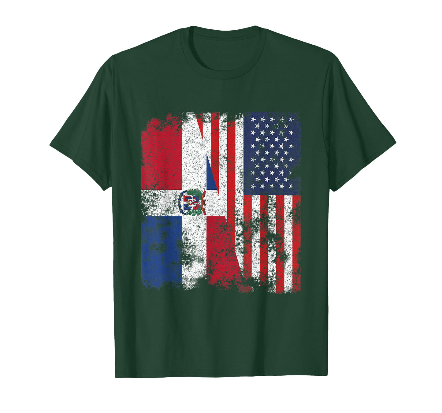Dominican Republic USA Flag Distressed - Half American T-Shirt