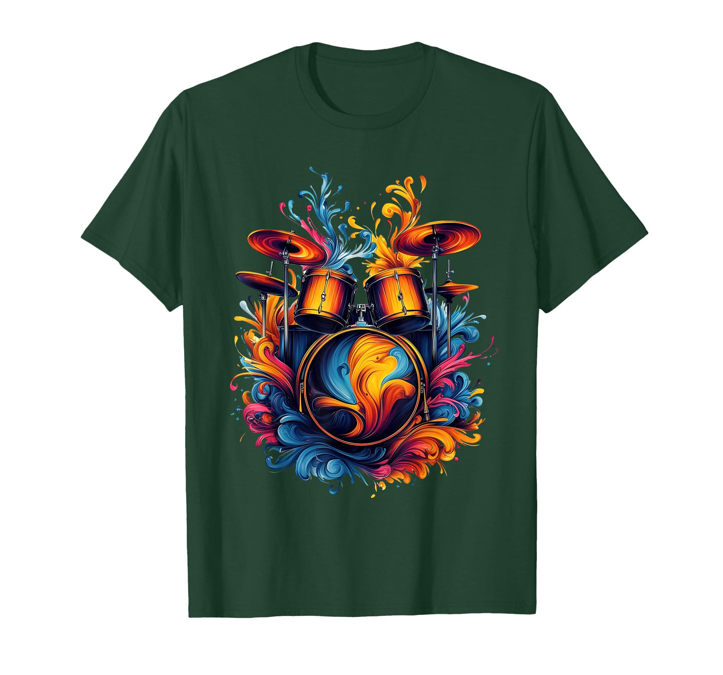 Watercolor Drums Tshirt Drummer Musician Drums T-Shirt