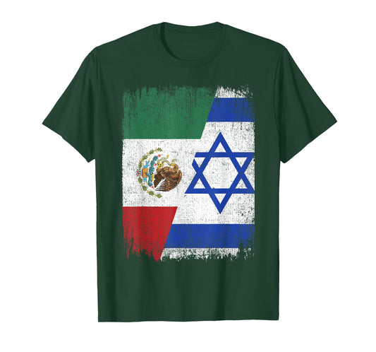 Half Mexico Israel Flag Mexican Israelis Roots T-Shirt