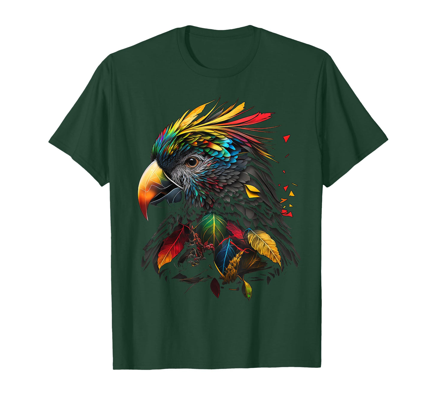 Parrot Colourful Polygon Animal Print Art T-Shirt Small