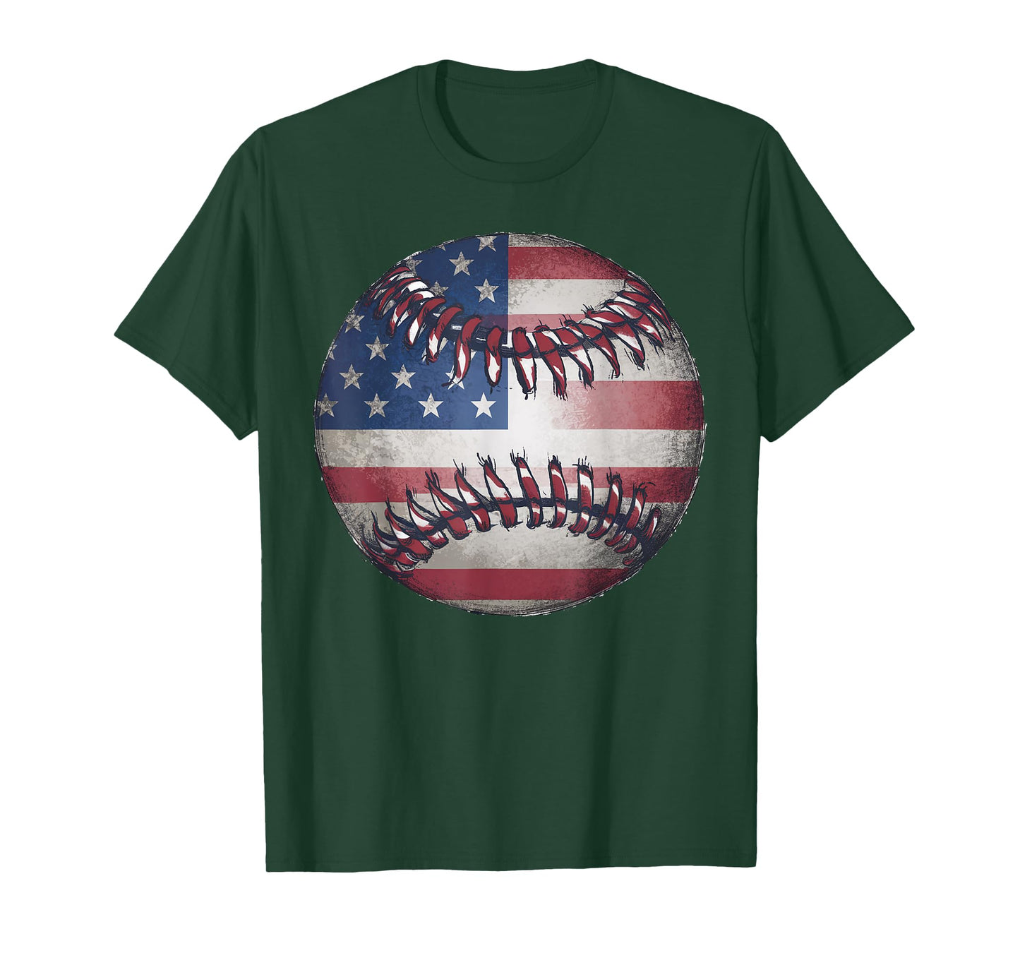 American Flag Baseball Player Bat Fan Catcher Pitcher USA Women Kids Men T-Shirt