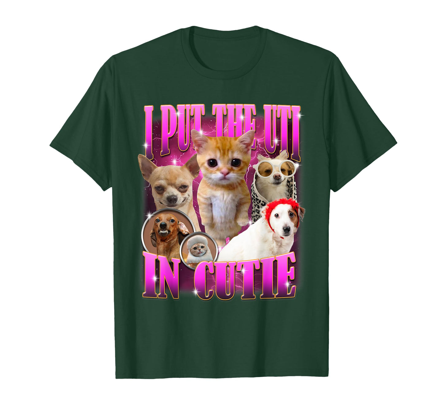 I Put The Uti In Cutie Cat Kitten Dogs Funny Humor Meme T-Shirt