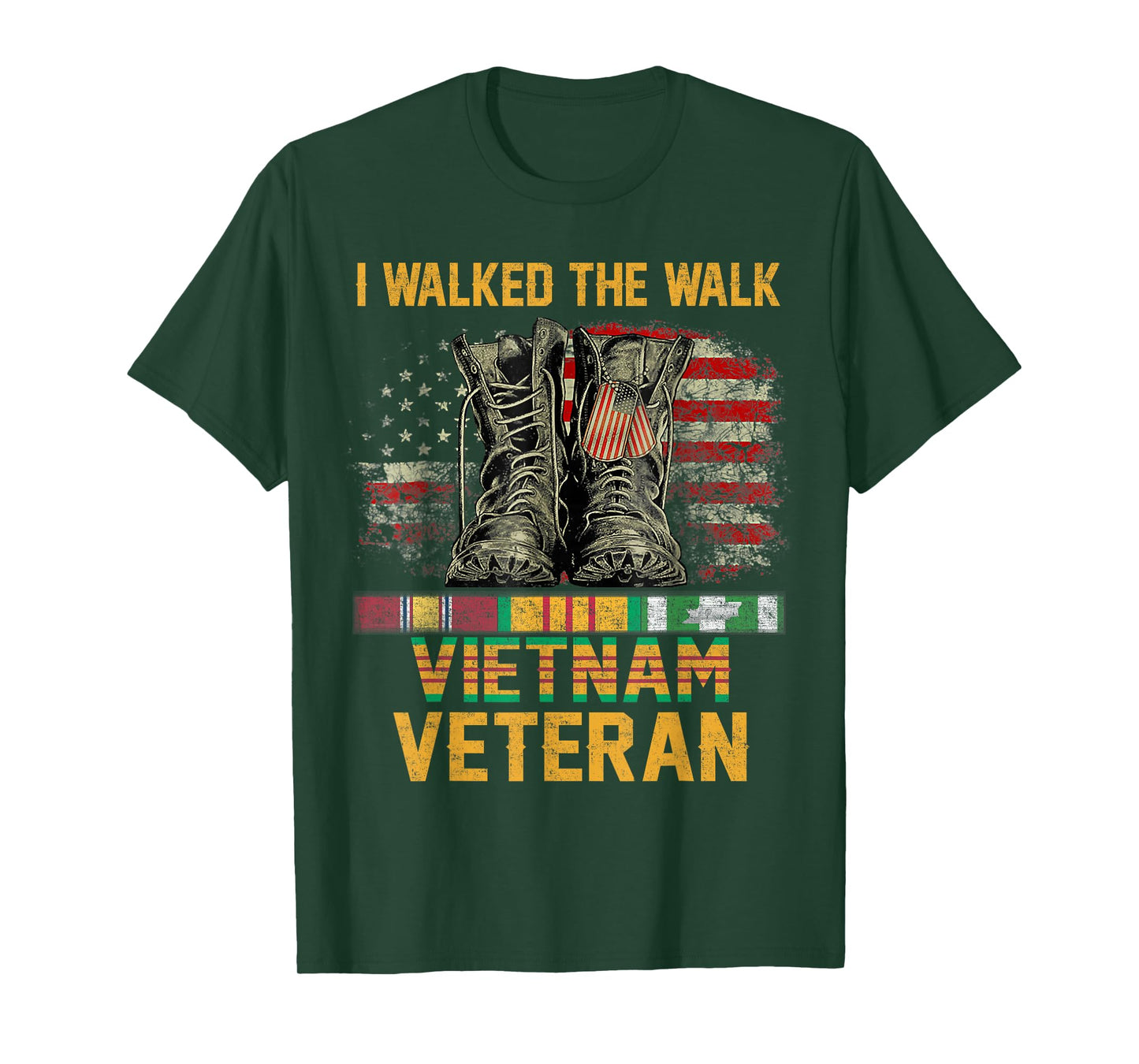 I Walked The Walk Vietnam Veteran Flag American US Vet T-Shirt