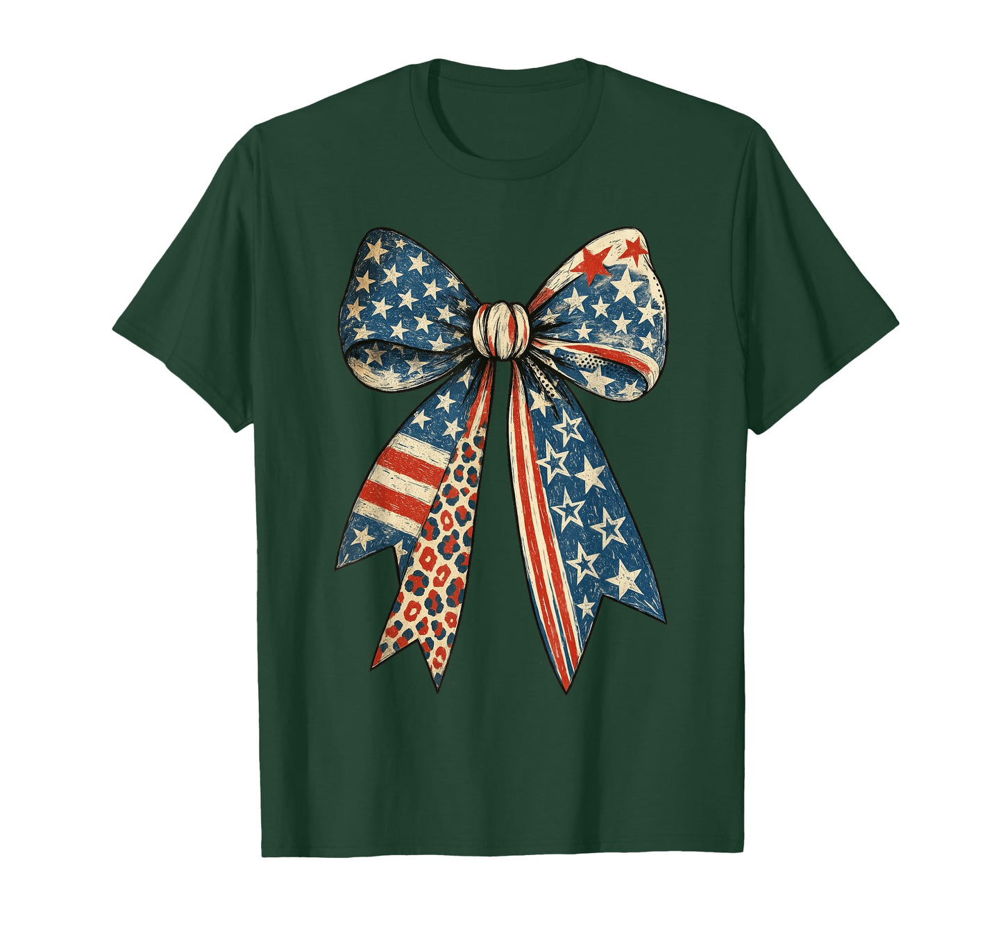 Vintage USA Bow in Red White Blue for Patriotic 4th of July T-Shirt
