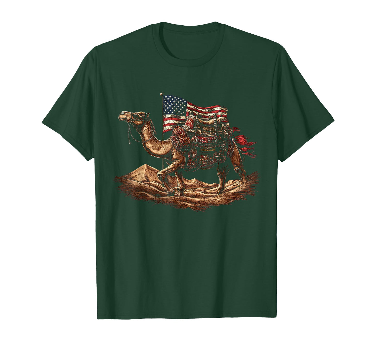 Patriotic Camel American Flag 4th of July Art T-Shirt