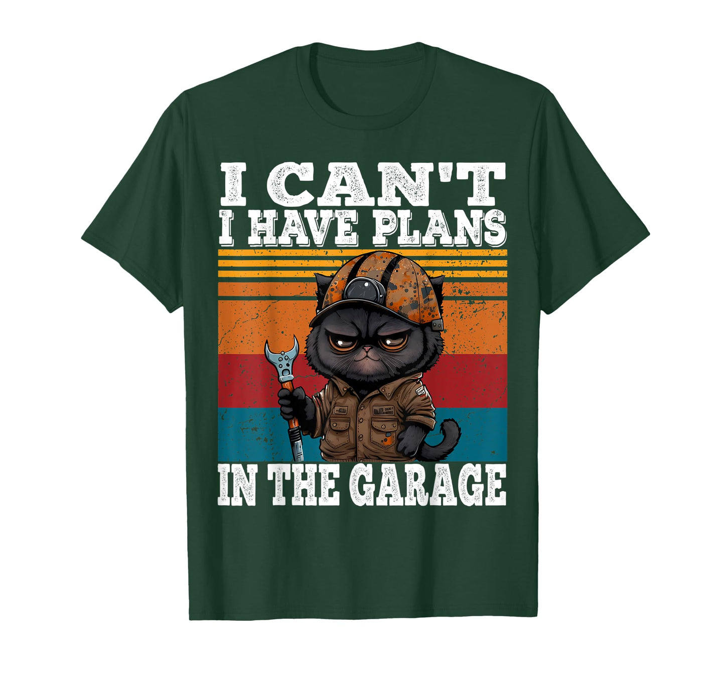 I Can't I Have Plans In The Garage Car Mechanics Funny Cat T-Shirt
