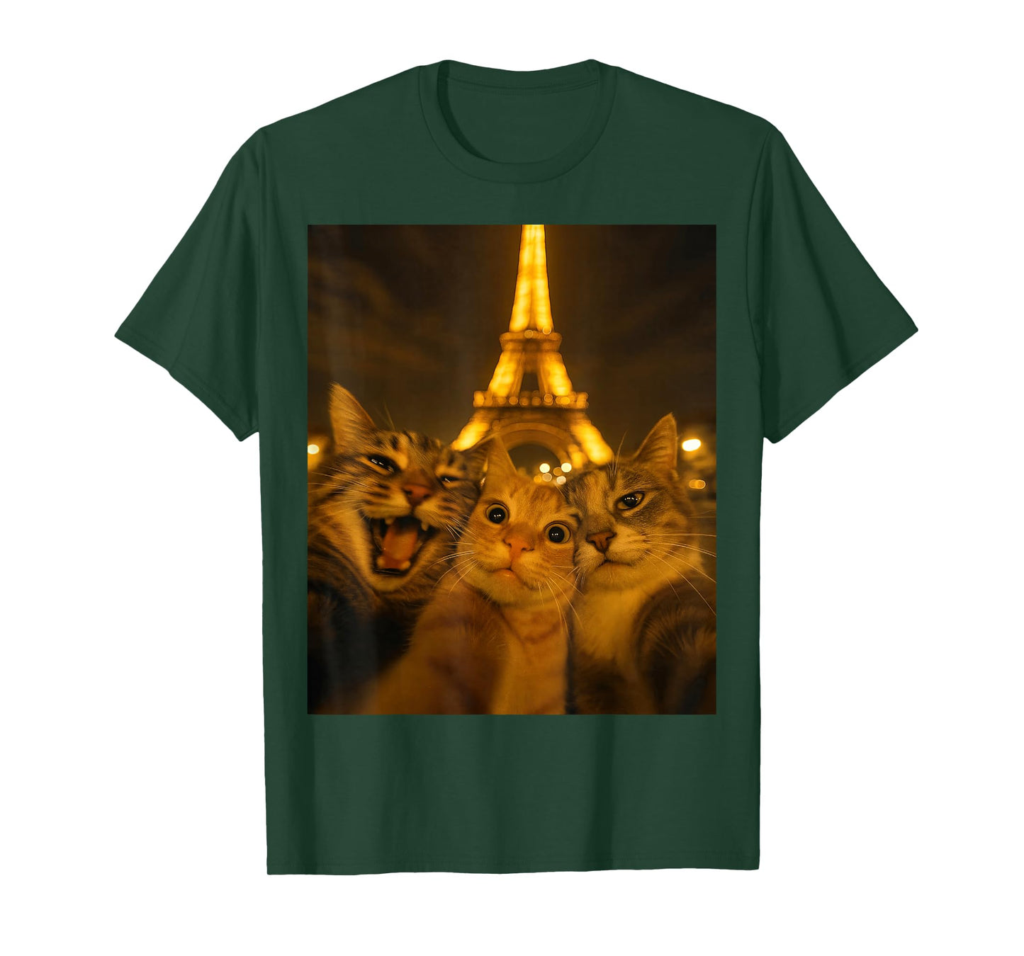 Cats Selfie in Paris, Cats Visiting Paris, Travelling Cats T-Shirt