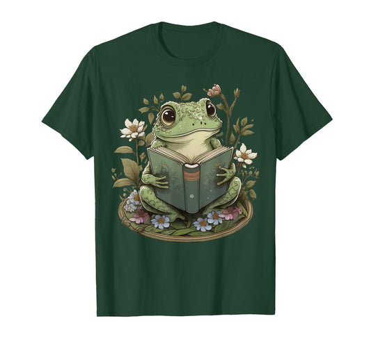 Cute Cottagecore Floral Frog Aesthetic Girls Women Graphic T-Shirt Small