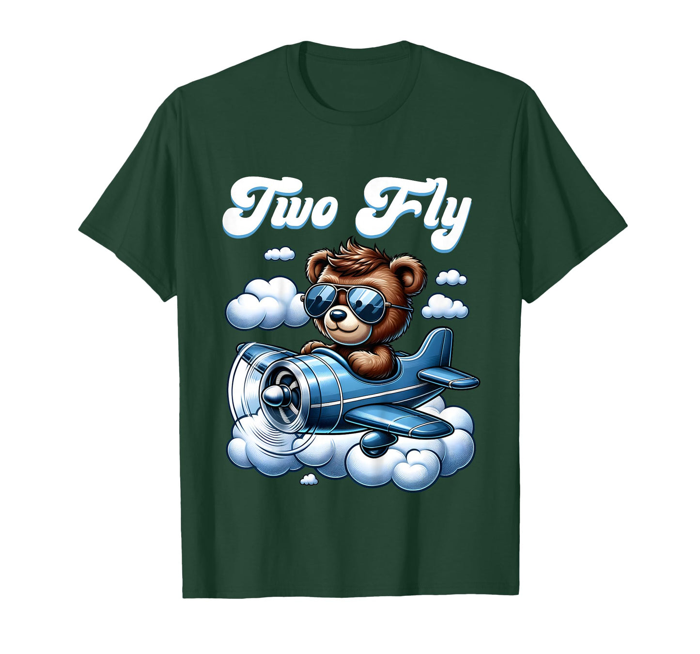 2nd Birthday Airplane Two Plane Teddy Bear Flying Aviation T-Shirt