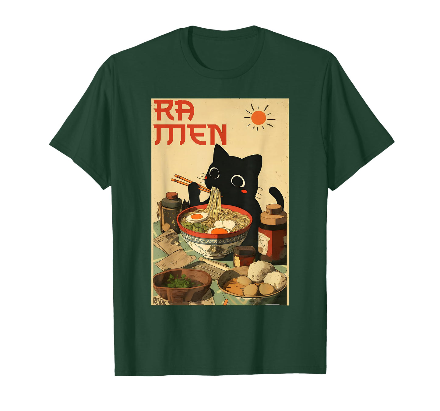 Retro Cat Ramen Anime Japanese Funny Cat Lover Kid Men Women T-Shirt