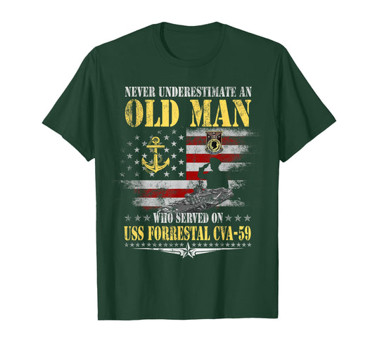 USS Forrestal CVA-59 Aircraft Carrier Veteran Old Man Papa T-Shirt